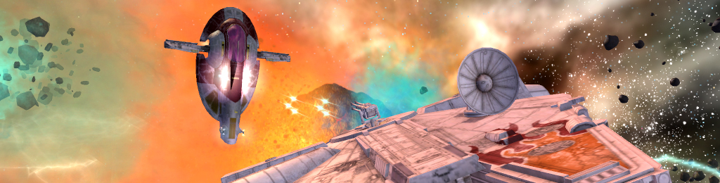 A YT-1300 freighter pursued by a KSE Firespray